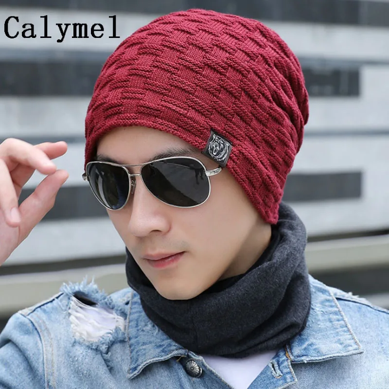 НОВАЯ шапка Calymel в клетку Мужская вязаная теплая шерстяная шапки осенне зимняя