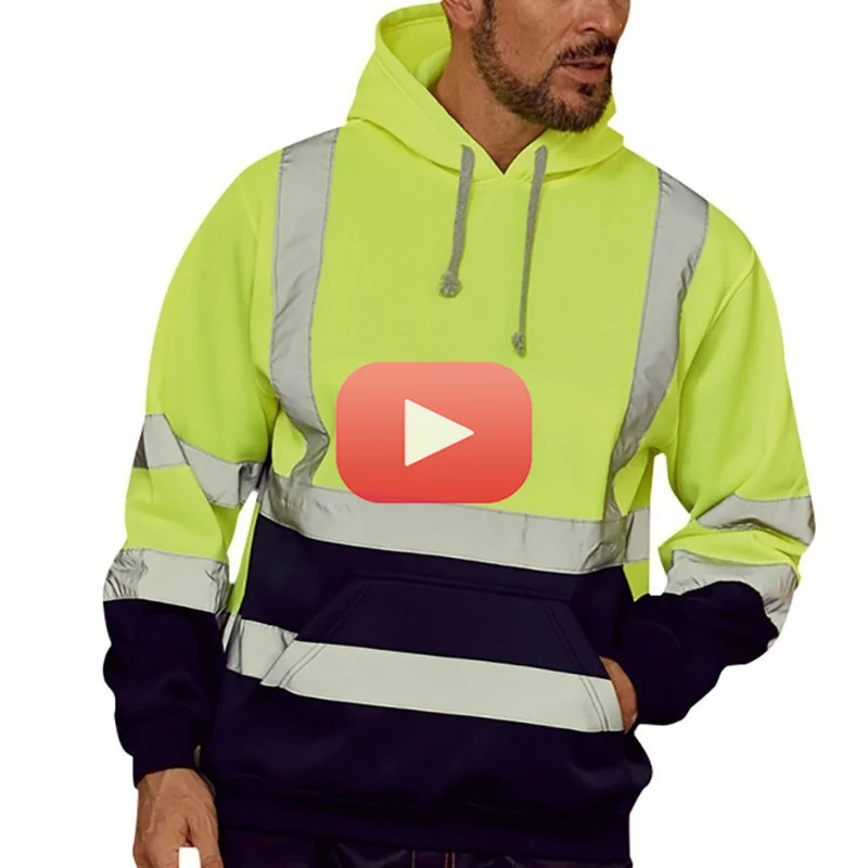 

Hoodies Male Reflective Sportswear Men's Jacket Road Work High Visibility Pullover Long Sleeve Tops Coat Clothes Streetwear
