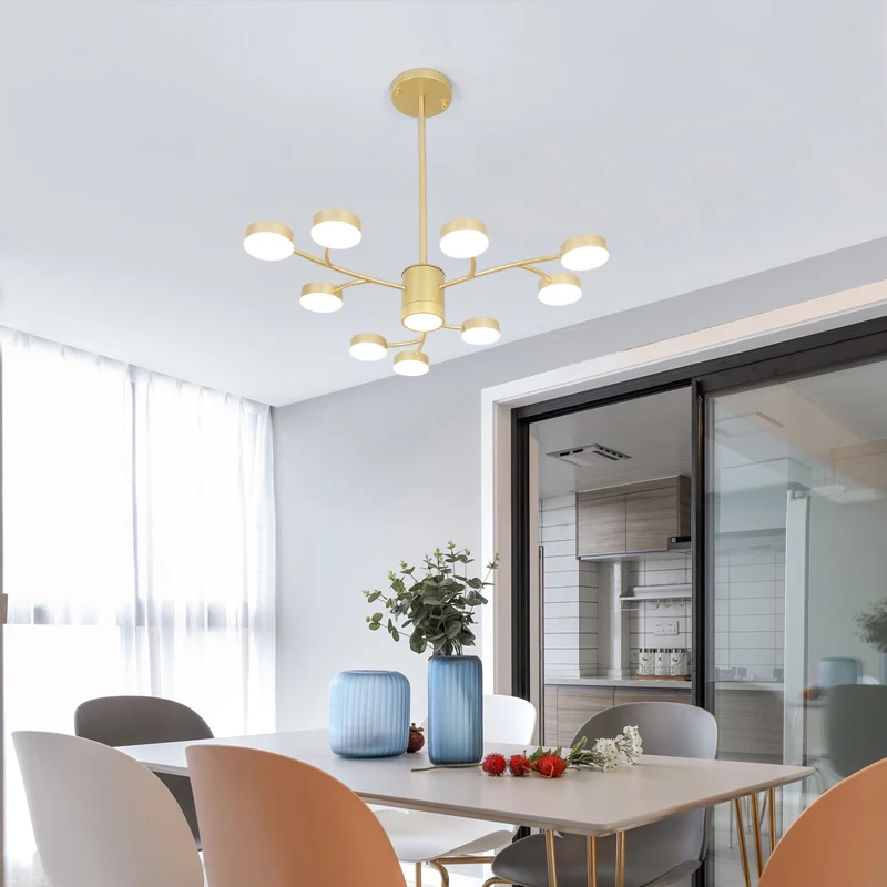 Современная Подвесная лампа для столовой спальни черного/золотого цвета