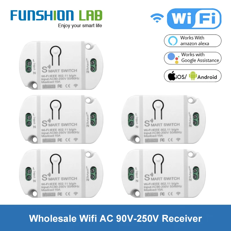 

FUNSHION 433.92MHz Wifi Receiver Mobile Phone Remote Control Switch Relay 110V 220V Smart Home 433 Mhz Tuya App Timer Module