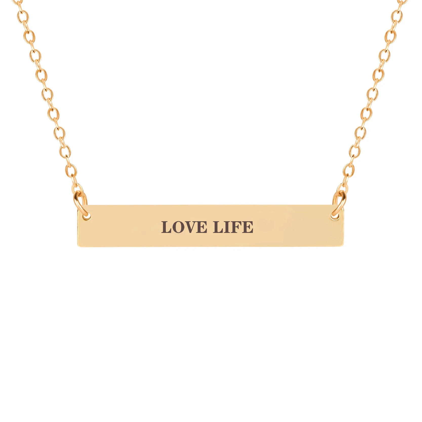 Модное ожерелье LOVE LIFE с выгравированными горизонтальными буквами ожерелья