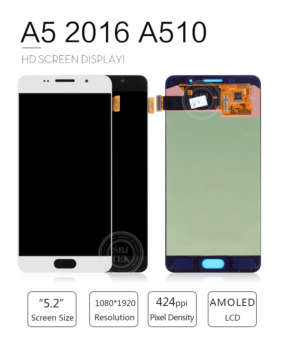 AMOLED/TFT для samsung Galaxy A5 A510F lcd для samsung A510 Дисплей сенсорный дигитайзер стекло сборка A510M A510FD A5100 A510Y