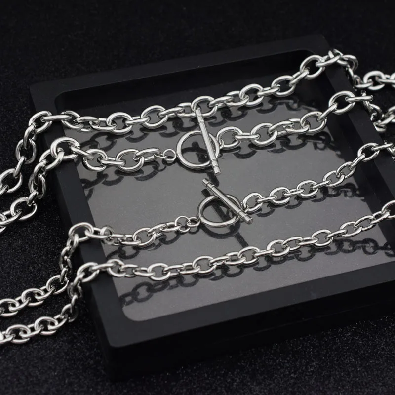 

2021 Fashion OT Buckle Stainless Steel Wholesale O Word Men and Women Titanium Steel Word Buckle Necklace Hot Sellingцепи панк
