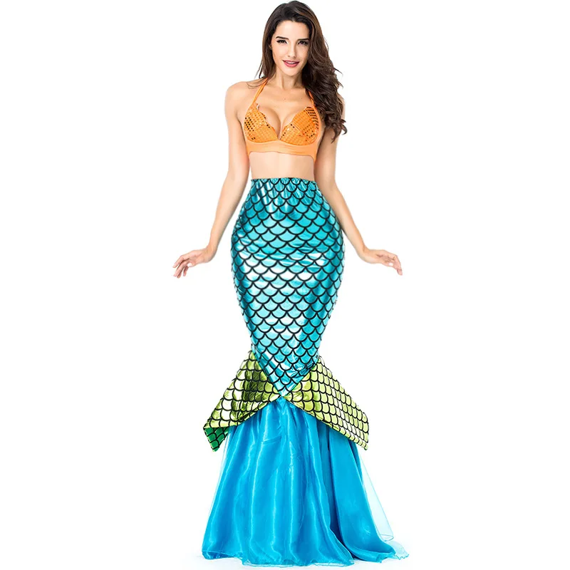 Halloween Ladies Mermaid Costume Playground Aquarium Swimming Pool Party Dress Fantasy Outfit