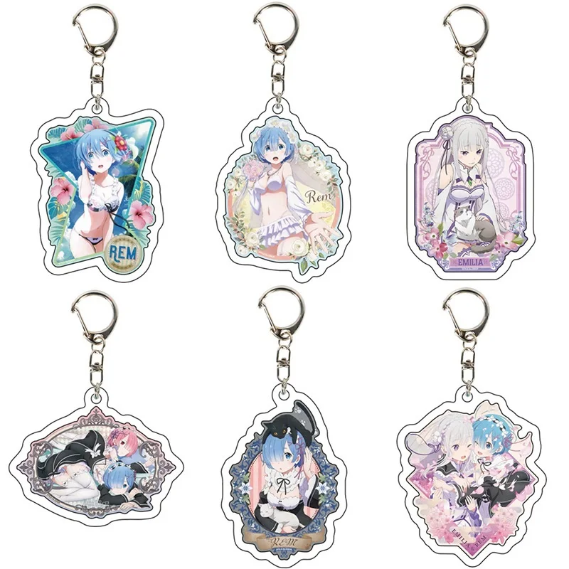 Брелок с акриловой подвеской Rem Ram прекрасный брелок для ключей надписью Re: жизнь