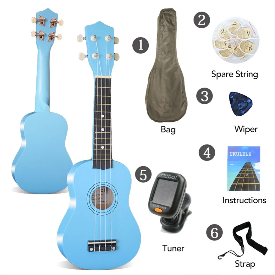 2" Гавайская гитара Ukulele Soprano акустика нейлон 4 строки инструмент укулеле из красного дерева сопрано для начинающих миниатюрная гитара укулеле высокое качество - Цвет: Синий
