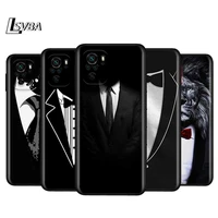 man suit shirt tie for xiaomi redmi note 10s 10 9 9s 9t 8t 8 7 6 5 pro max 5a 4x 4 5g soft silicone black phone case