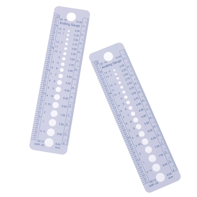 2pcs Plastic Knitting Ruler Needle Gauge Inch Sewing Measure Tools US UK Sizes Design | Дом и сад