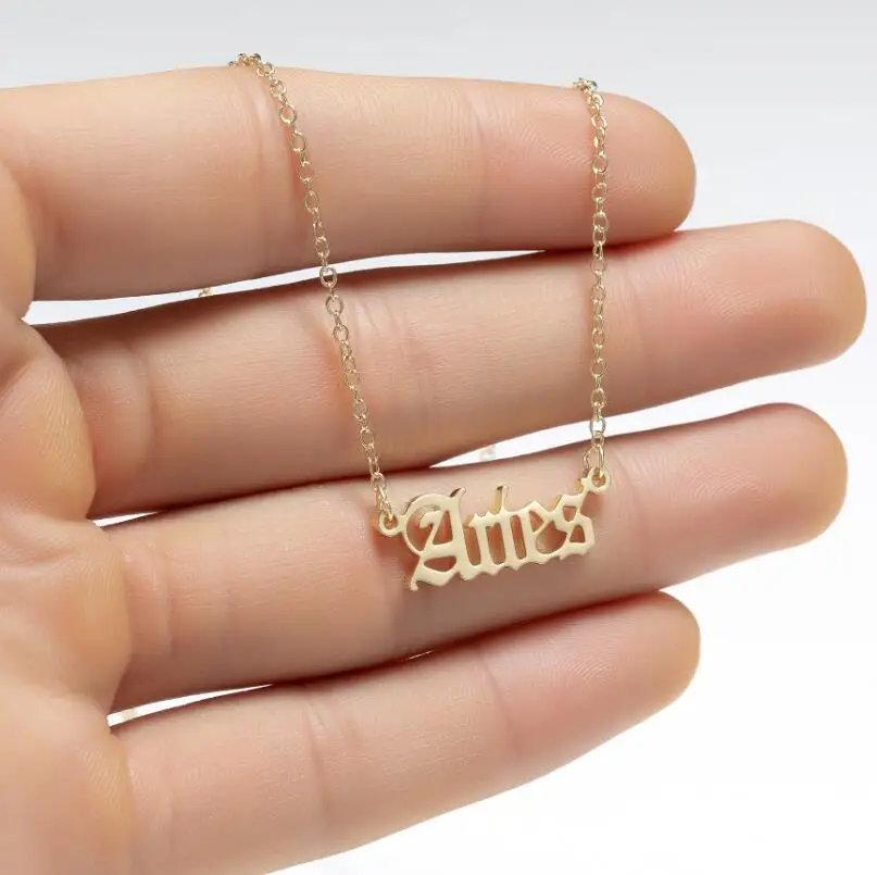 Yiustar 12 зодиака письмо ожерелье Старый Английский Рак Лев Овен ожерелья и подвески