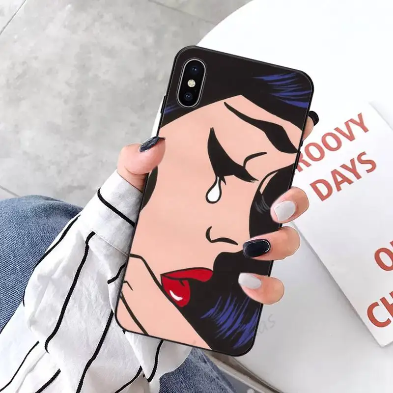 

Vintage Pop Art Crying Girl luxury design Phone Case funda for iPhone 11 12 pro XS MAX 8 7 6 6S Plus X 5S SE 2020 XR