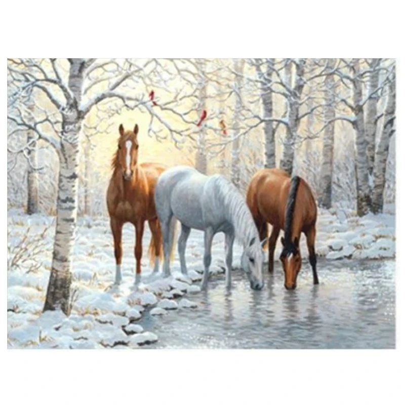 

5D DIY Full Diamonds Paintings Horse Diamond Stickers Cross Stitch Decorative Paintings Home Decoration Gifts