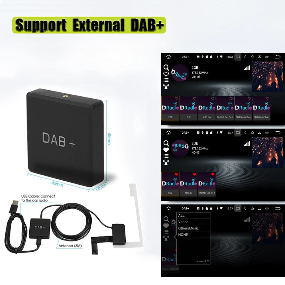 DAB 004 + коробка цифровой радио антенна тюнер для автомобиля Стерео Авторадио Android 5