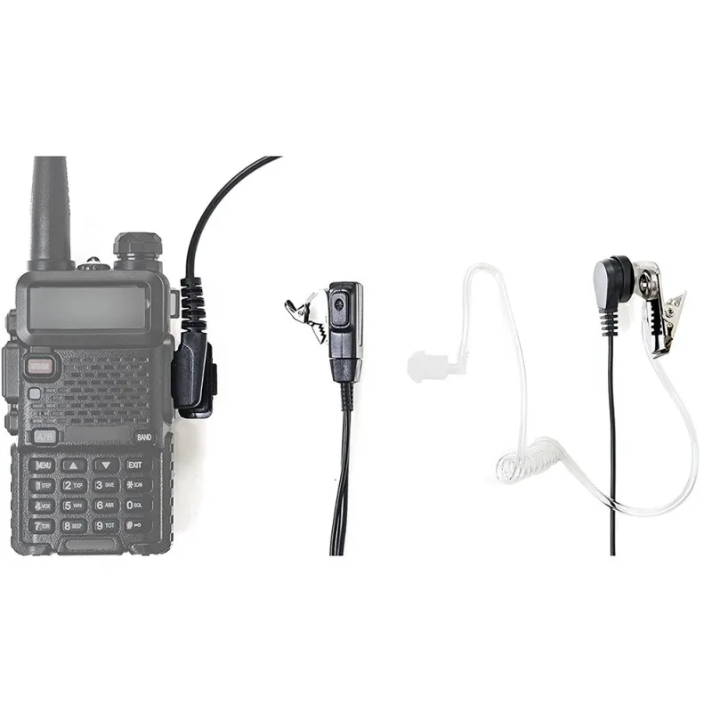 

Radio Earpiece 2-Pin Covert Acoustic Tube Walkie Talkie Earpiece With A Mic PTT Walkie Talkie Headset For Baofeng Puxing Wouxun2
