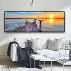 Современная картина из натурального дерева мост на закате пейзаж на холсте постер и принты Скандинавская Настенная картина для гостиной