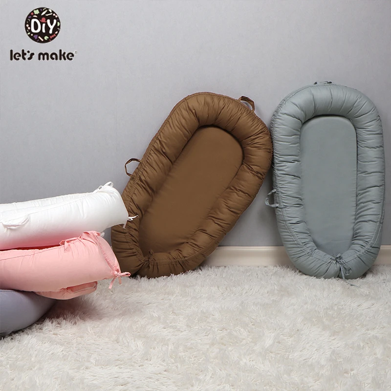 Однотонная портативная кровать для путешествий 90*50 см детское гнездо с подушкой