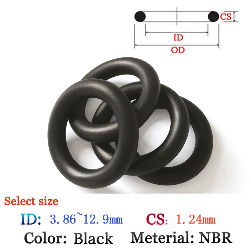 

CS-1.24 Fluoro Rubber O-Ring 50pcs Washer Seals Silicone ring film oil and water seal Plastic gasket NBR material O-Ring