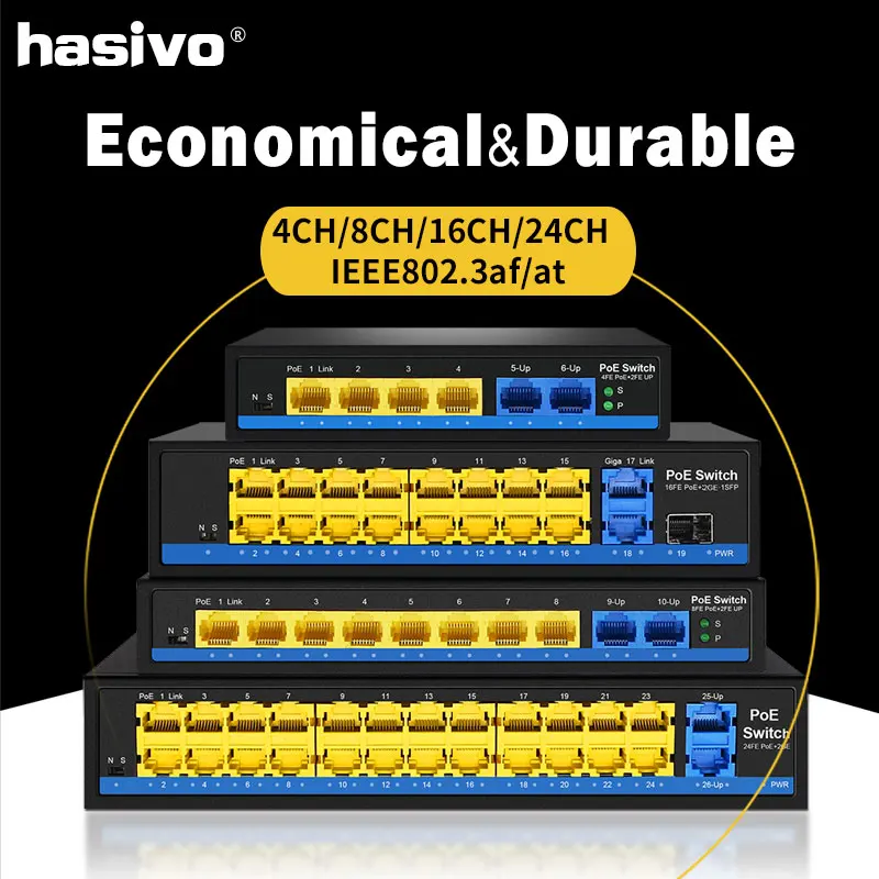 Коммутатор POE Ethernet с 4 8 16 портами стандартный порт IEEE 802 3 af/at 2 гигабитных канала