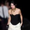 Kendall Jenner Outfit Style Strapless Black Shaped Top Boned Corset With Sweetheart Neckline