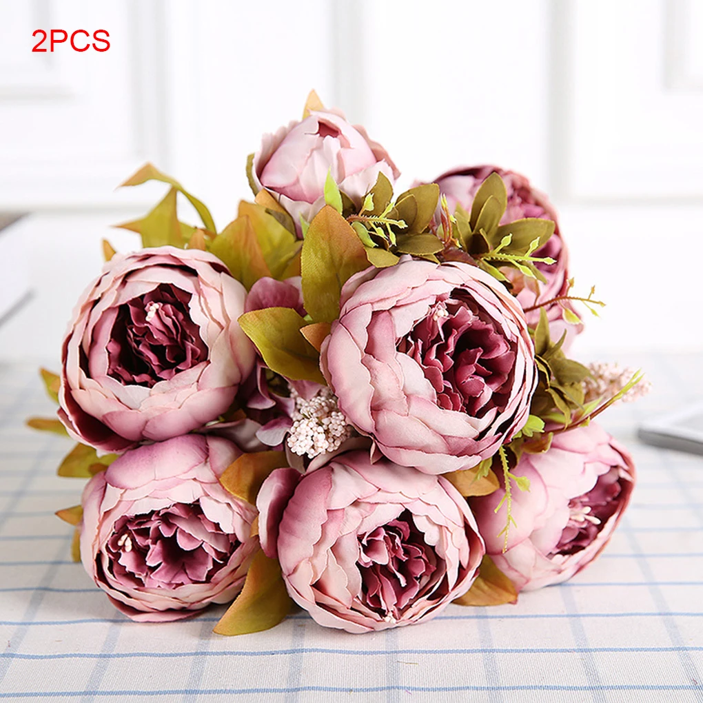 

2 Pieces Artificial Silk Peony Bouquets for Wedding Party Office Hotel and Home Decoration