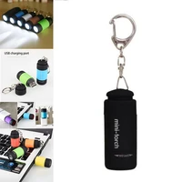 usb rechargeable key chain flashlight mini keychain pocket torch led lamp outdoor camping light usb charger multi color
