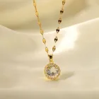 Женское Ожерелье из нержавеющей стали с кристаллами и фианитами