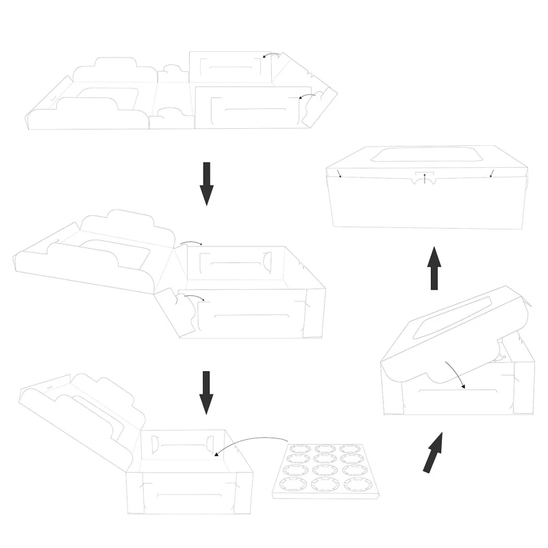 Набор из 12 кексов Коробки и кекс Еда Класс хлебобулочные контейнеры для кекса