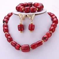 4ujewelry coral necklace set choker costume nigerian costume jewelry set 13 20mm red wine coral beads set