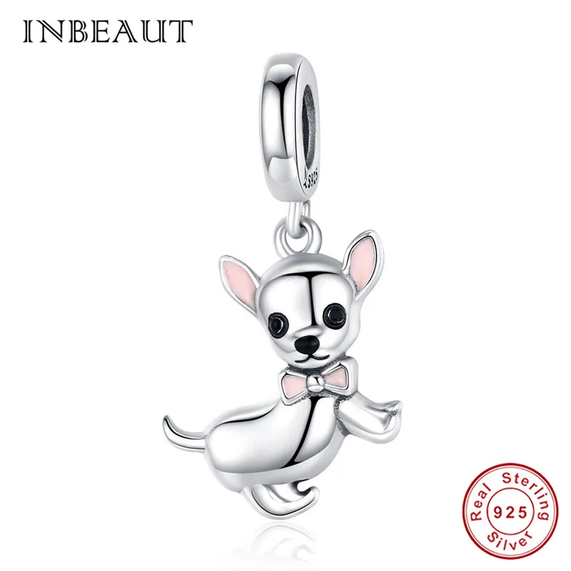 INBEAUT,, подлинный 925 пробы, серебряный, лебедь, дракон, кошка, лапа, собака, талисманы, Подходит для Пандора, браслет, животное, бусины, европейские ювелирные изделия - Окраска металла: sc1317-2