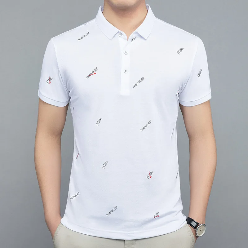 

2021 new men's business Polo Shirt Short Sleeve Lapel T-shirt mercerized cotton short sleeve casual Dad