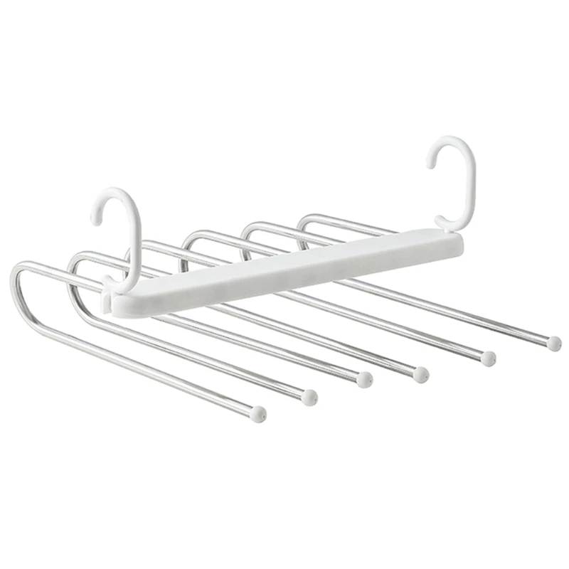 

M5TF 6-слойная Нескользящая компактная вешалка для брюк двойной стеллаж для хранения с крючком Органайзер