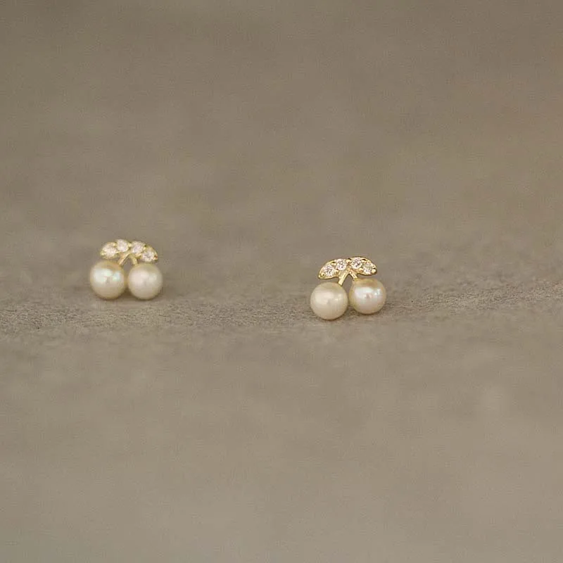 

Женские серьги-пусеты CMajor, элегантные серьги золотого цвета в форме Вишенки