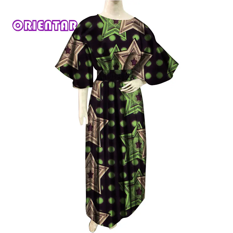 Dashiki African Dresses for Women Casual Africa Print Bazin Riche Dress Lady Elastic Waist Long Maxi Plus Size WY374 | Тематическая