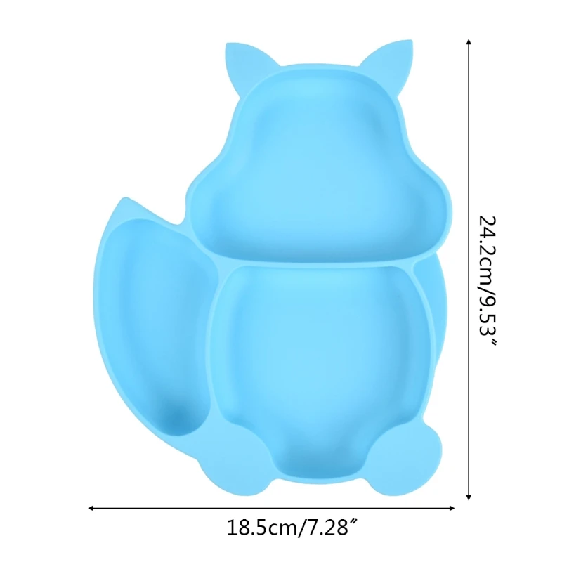 

Food Grade Silicone Baby Divided Sucker Bowl Infant Learning Feeding Dishes Anti-Slip Squirrel Shape Dinner Plate