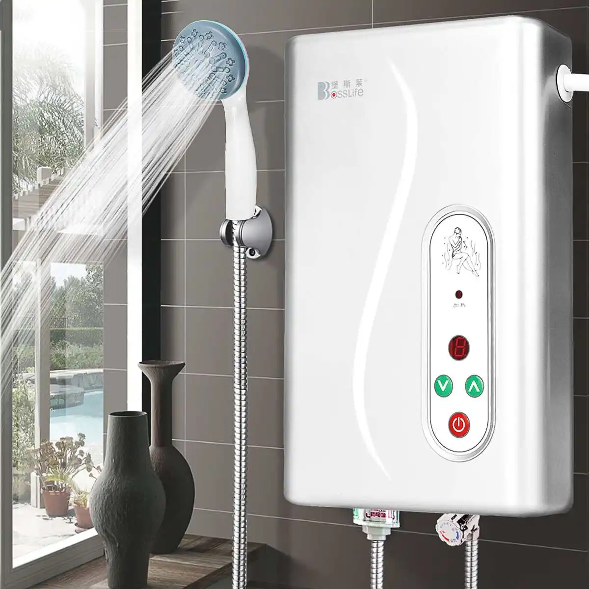

Electric Water Heaters Small Quick Heating Hot Shower for Household Use One-button Startup Temperature Setting Energy Efficient