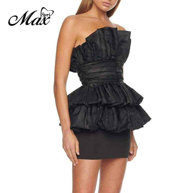 Женский комплект из 2 предметов Max Spri облегающий мини-юбка без бретелек рукавов с