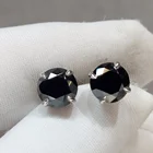 18K Белое Золото 1 карат D Цвет алмаз Тесты последние черный серьги с муассанитом бриллиантовой огранки 2 ct драгоценных камней 4 зубец серьги-гвоздики