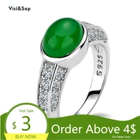 visisap retro green emereld stone ring for lady white gold color micro pave jewelry anniversary gifts rings supplier b2435