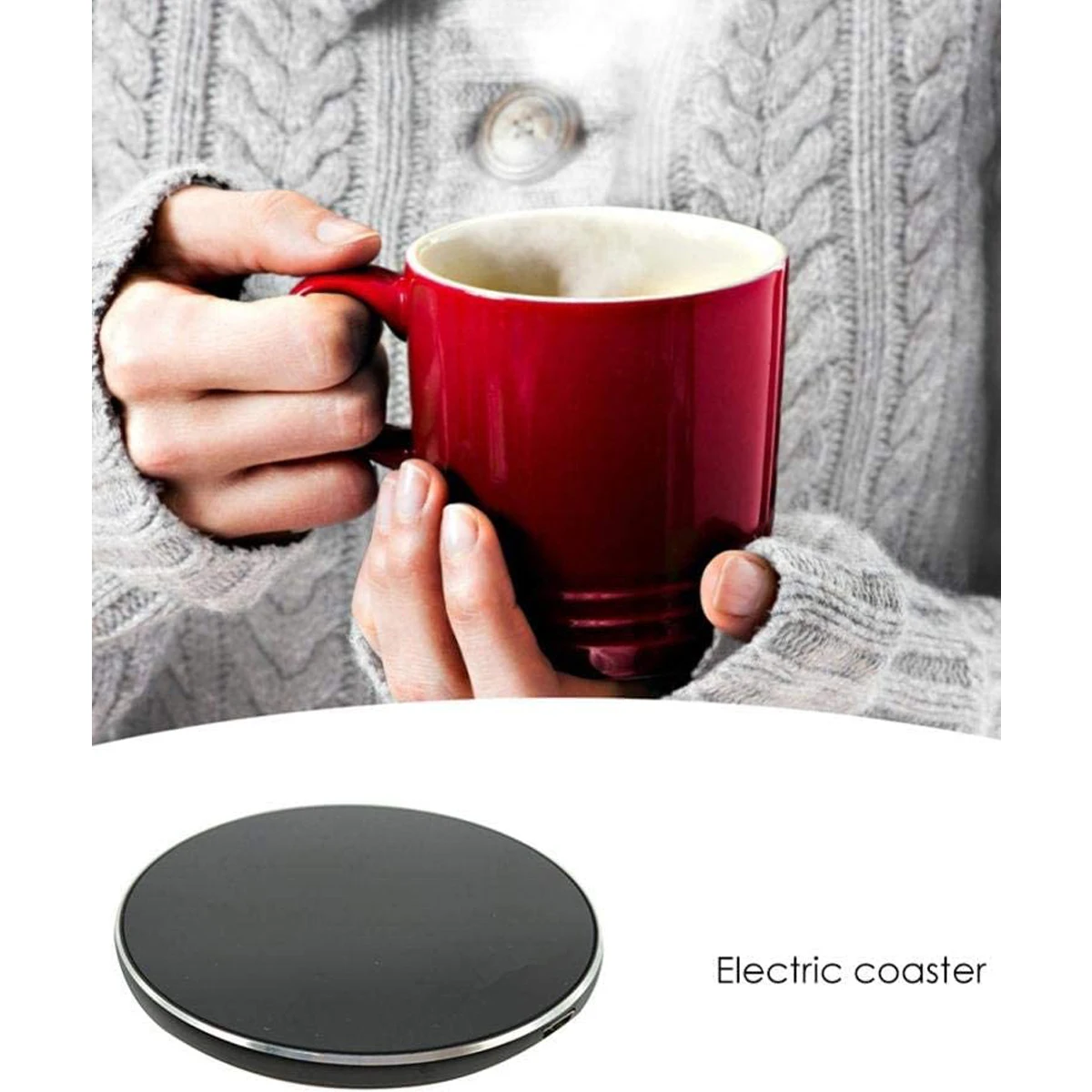 

Mini Electric Heating Coasters USB Charging Warmer Heat Base Mat Keep Drink Warm Heater Coffee Milk Mug Warmer Pad with Light