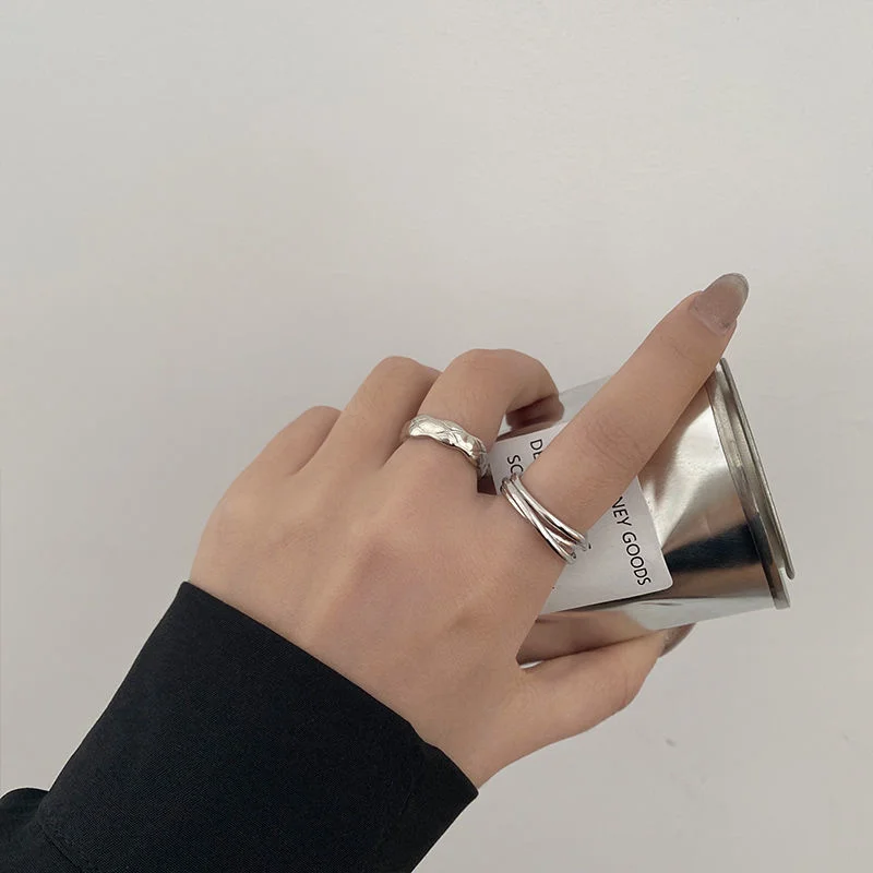 

Ins cold wind ring Female Minority design combination ring set sweet cool simple open personality joint ring tide