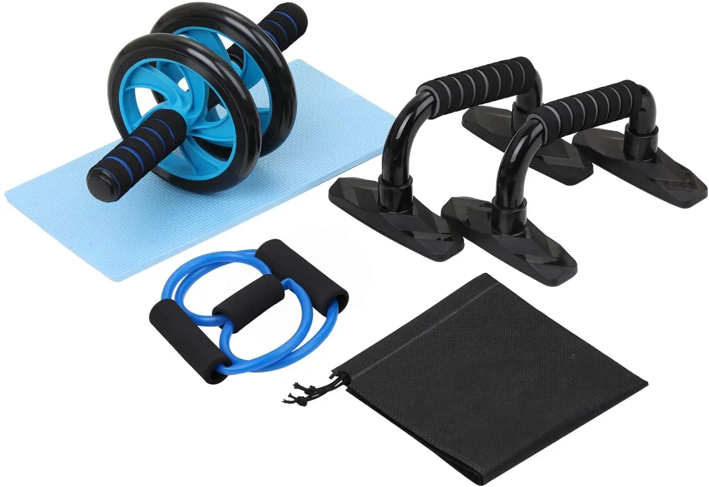 

5-in-1 AB Wheel Roller Exerciser Abdominal Press Wheel Push-UP Bar Knee Pad Portable Equipment Exercise Muscle Strength Fitness