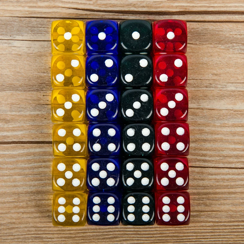 24 шт набор 16 мм круглые углы игральные кубики для вечеринок четыре цвета