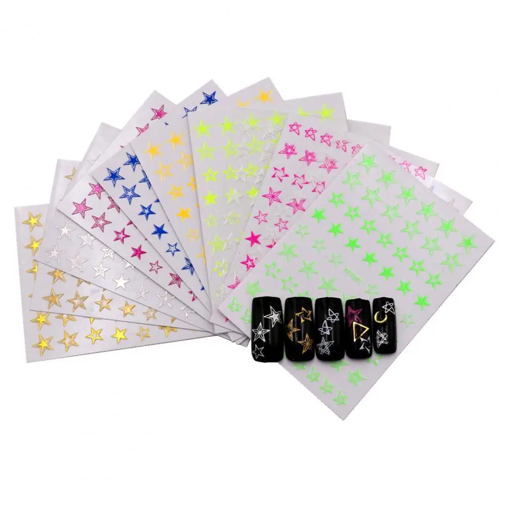 

Practical Nail Sliders Star Shape Smooth Mini Shiny Star Colorful Nail Sliders Nail Decals Nail Sliders 12Pcs/Set
