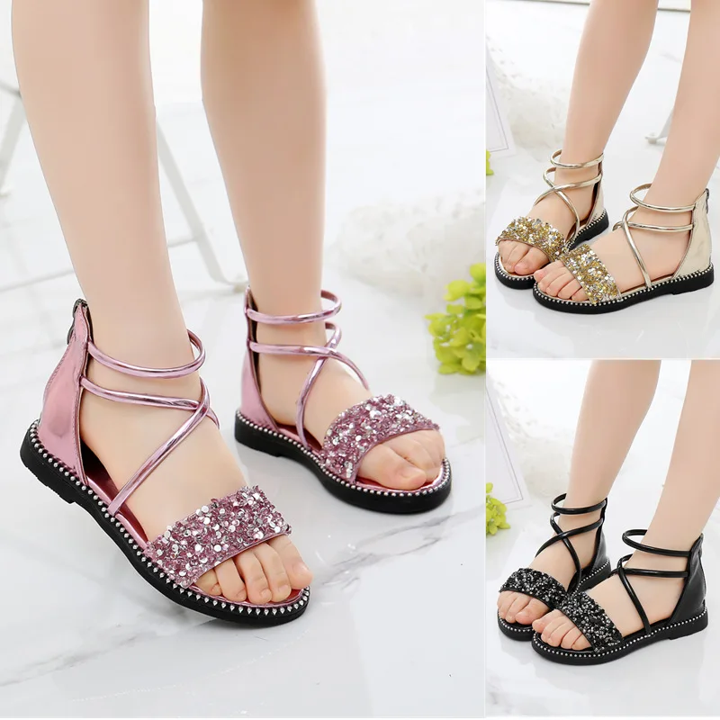 Сандалии в римском стиле для девочек детская обувь платья принцессы вечерние