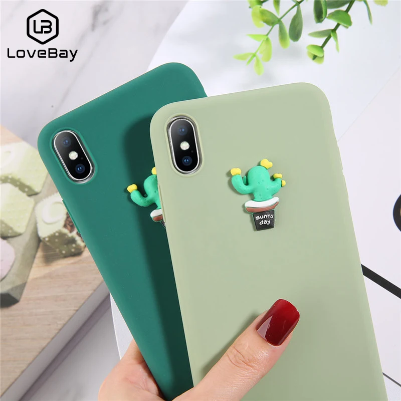 Lovebay 3D Relief Plant Soft Phone Case For iPhone X XS Max XR Green Cactus TPU Silicone Cover 8 7 6 6s Plus Capas |