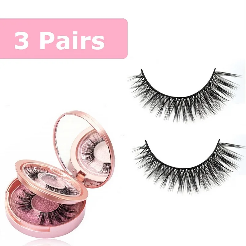 

New Ladies 3 Pairs Upgraded Magnetic Eyelashes Kit without Eyeliner with Glue-free Magnetic Eyelash Clip Set