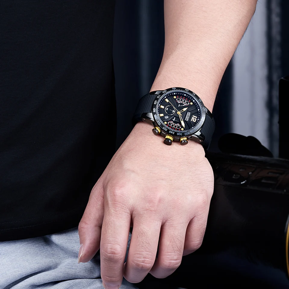 Fashion Sport Watch Men Chronograph Quartz Watches Military Waterproof relogio masculino 2019 Black wach man whatches | Наручные часы