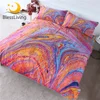BlessLiving Marble Bedding Set Colorful Comforter Cover Rock Stone Abstract Art Bed Set Nature Inspired Trendy Bedlinen 3pcs 1