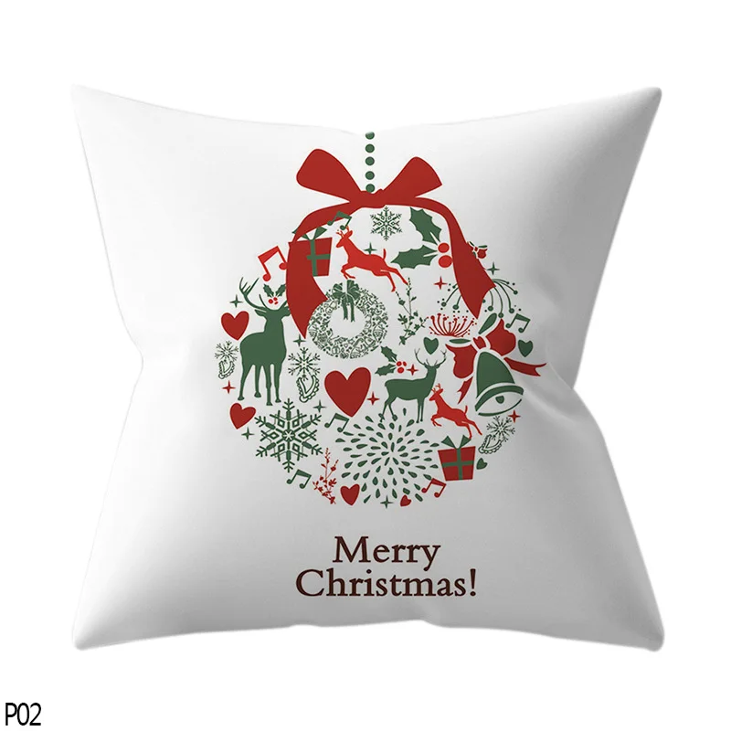P02 merry christmas 45 см Санта Клаус Олень Рождественское дерево бросок Наволочка Чехол Счастливого Рождества декоративные наволочки Рождественский автомобиль диван домашний декор для кровати - Цвет: P02 merry christmas