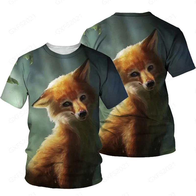 

Men's Summer Travel Essential 3D T-Shirt Animal Cute Fox Print T-Shirt Street Party Fashion Versatile Couple High Quality Hot