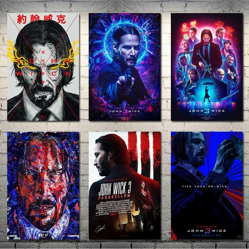 Джон в ИК Глава 1 2 3 популярный фильм Искусство Шелковый Холст плакат печать 13x20